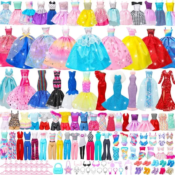 Style Shine 70 Pcs Doll Clothes and Accessories Wedding Gowns 2 Evening Dresses 8 Fashion Dresses 6