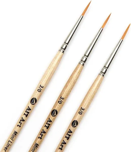 AIT Art Round Detail Paint Brushes Size 20/0 Pack of 3 Set Assembled in for T...