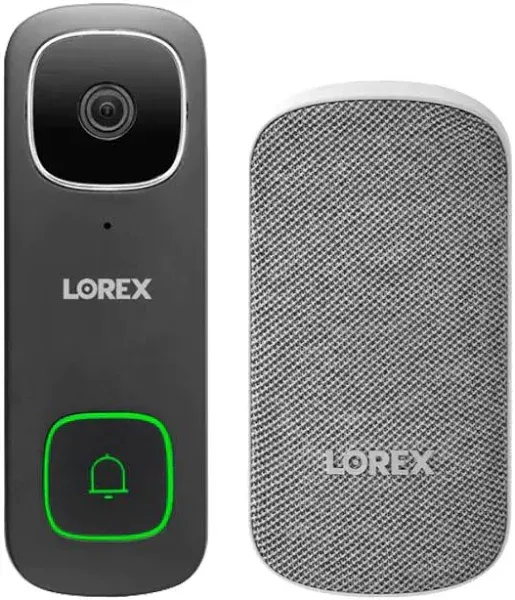 Lorex 2K Wi-Fi Video Doorbell (Wired) with Wi-Fi Chimebox