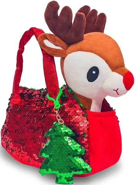 Little Jupiter Plush Pet Set - Includes Reindeer Stuffed Toy with Purse for Age 4-5 - 6-7 yrs - Christmas Stuffed Animal for Girls - Stuffed Animals - Toy Reindeer (Reindeer)