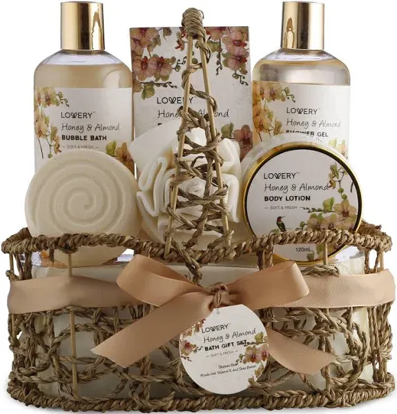 Bath and Body Gift Basket Sweet Almond Home Spa Set