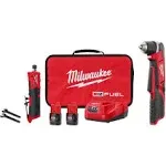 Milwaukee 2486-22-2415-20 M12 Fuel 12V Lithium-Ion 1/4 in. Cordless Straight Die Grinder Kit w/M12 3/8 in. Right Angle Drill