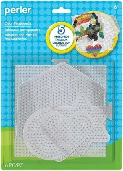 Beads Assorted Small and Large Pegboards for Kid&#039;s Crafts - (5) clear pegboar...