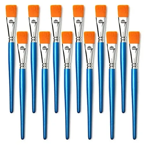 1 inch Flat Paint Brushes for Acrylic Painting,Large Synthetic Paint 12 Pieces