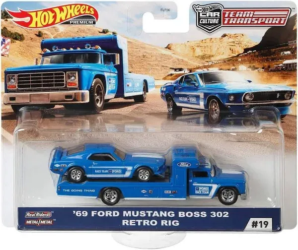 Hot Wheels Team Transport '69 Ford Mustang Boss 302 Retro Rig