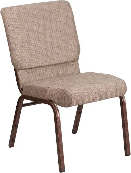 Flash Furniture Hercules Series 18.5''W Stacking Church Chair in Beige Fabric - Copper Vein Frame