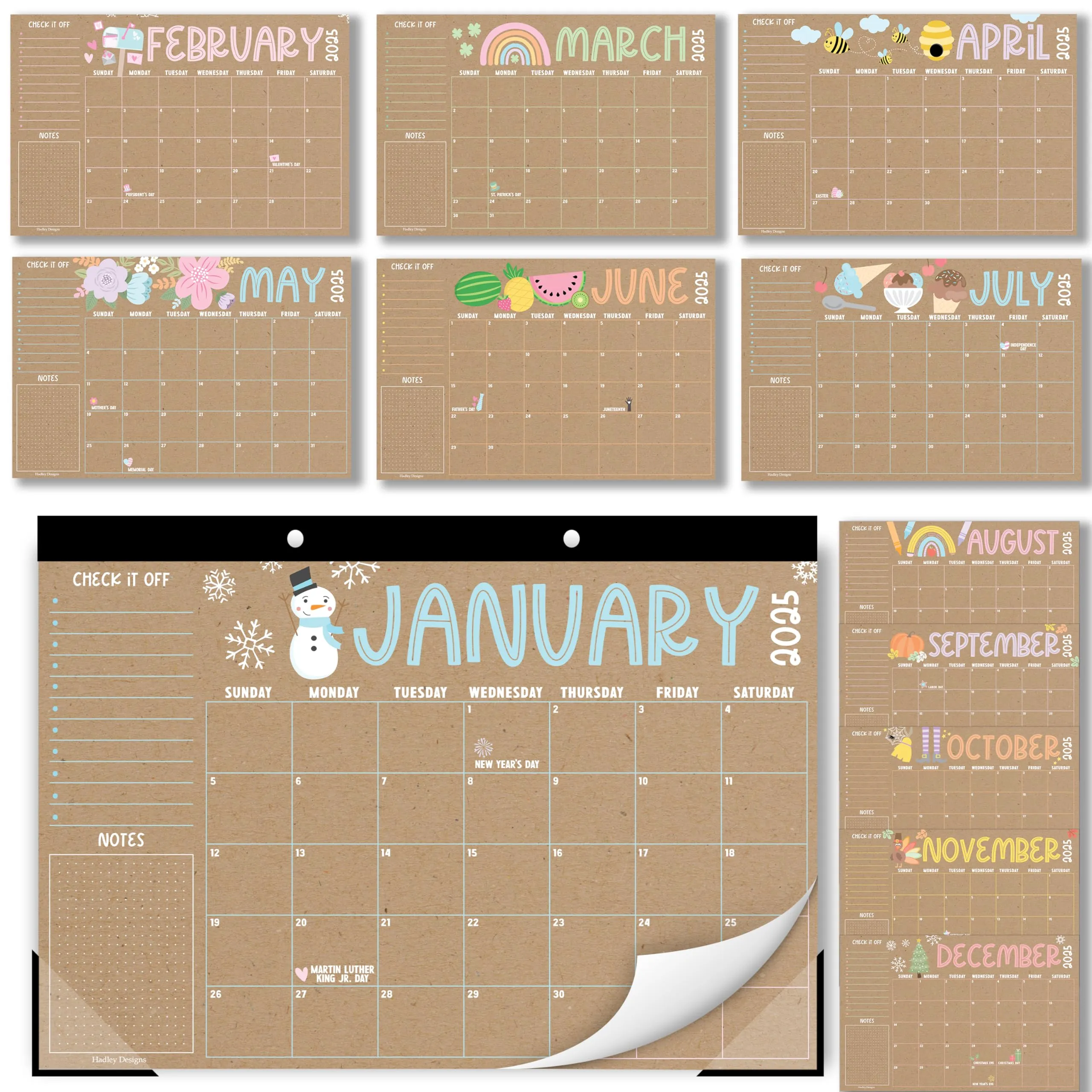 Desk Calendar 2025 - Doodle Large Monthly Desk Calendar (11 x 17 Inches) for ...