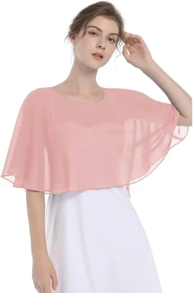 Women's Soft Chiffon Shawl Wraps Shrug for Evening Dress Wedding Cape Bolero Flapper Cover Up