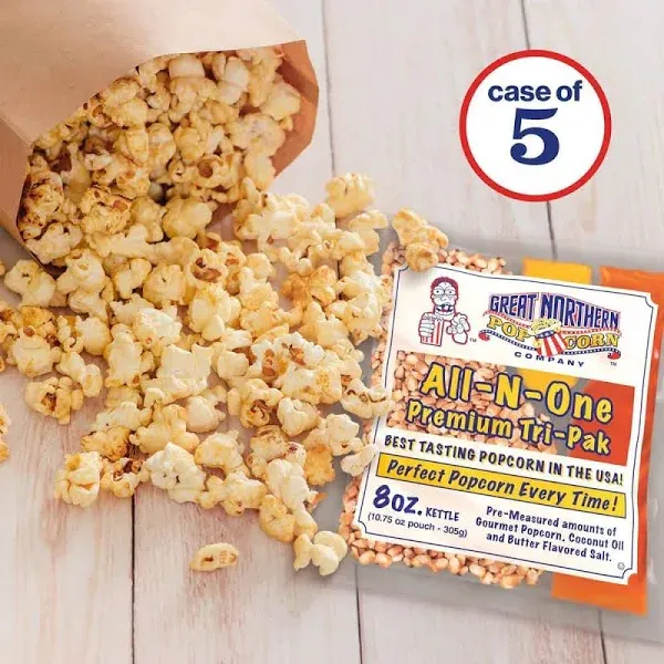 Movie Theater Style 40-Count Popcorn Packs - Pre-Measured 8-Ounce All-In-One ...