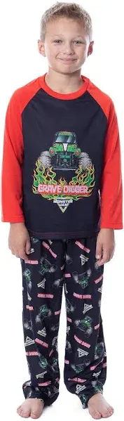 Monster Jam Boys' Grave Digger Raglan Pajama Set