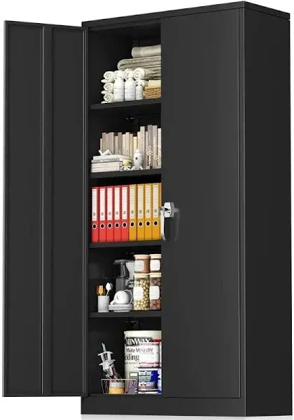 Metal Garage Storage Cabinet with Locking Doors and Adjustable Shelves