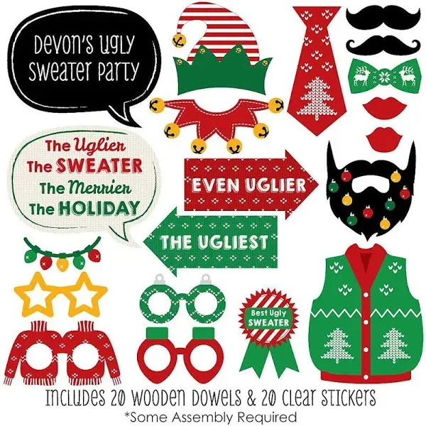 Big Dot of Happiness Ugly Sweater Party Props Ugly Sweater Paryt Decorations ...