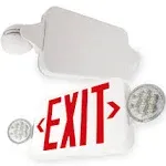 LFI Lights - Hardwired Red Compact Combo Exit Sign Emergency Egress Light - High Output - COMBORJR2