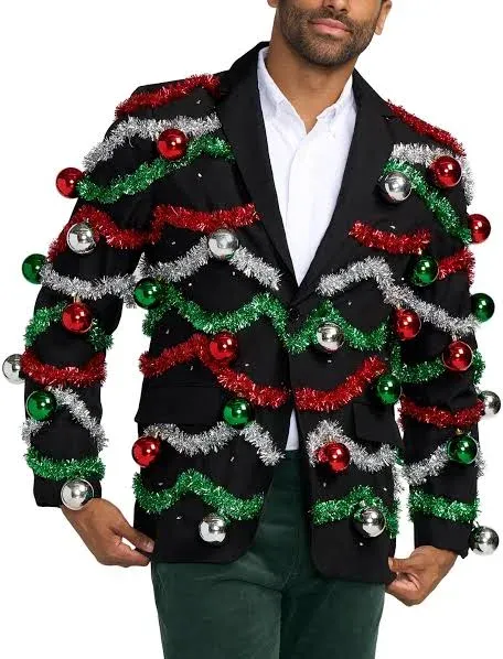 Tipsy Elves Men's Midnight Garland Light Up Blazer