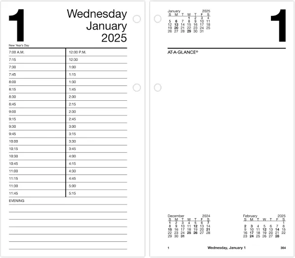 AT-A-GLANCE Daily Loose-Leaf Desk Calendar Refill 2025