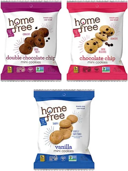 Homefree® Gluten Free Mini Cookies Variety Pack, 1.1 oz/0.95 oz/1.1 oz Packs, 30/Carton (HMF01305)