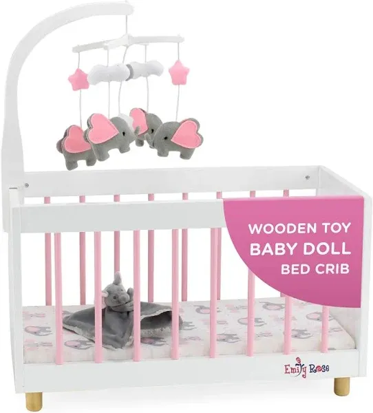 Emily Rose New Toy Wooden Baby Doll Bed Crib