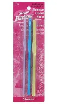 3 Pack Susan Bates Silvalume Aluminum Crochet Hook Set-Sizes G6 To J10 12193