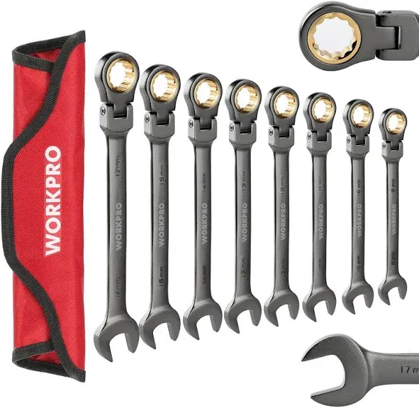 Lightweight Chrome Vanadium 8-Piece Wrench Set with Nickel Plating Finish