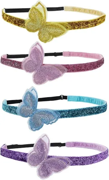 Frog Sac 4-Pack Adjustable Glitter Butterfly Headbands