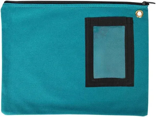 BankSupplies Canvas Interoffice Mailer, 14 oz. - 14W x 11H - Teal - Transit Bag - Large Zipper Bag with Grommet - Use with Padlock or Zip Tie for