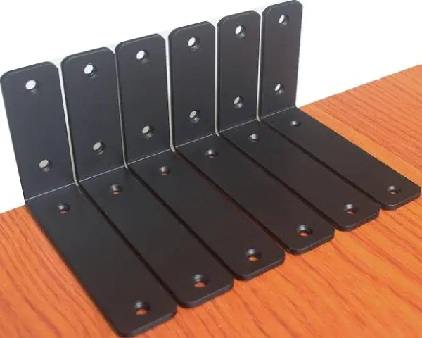 4 Pack - L 6&#034; x H 4&#034; x W1.5&#034;, 5mm Thick Black L Shelf Bracket, 6&#039;&#039;x4&#039;&#039;, 