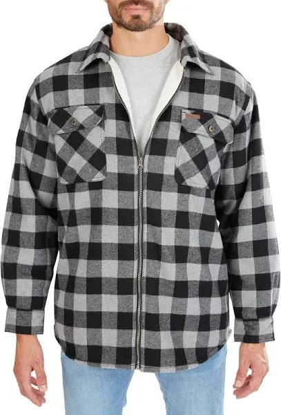 Smith's Workwear Men's Sherpa-Lined Flannel Shirt Jacket