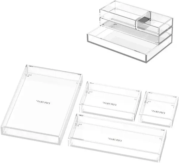 Clear Acrylic Desk Organizer for Office or Home Drawer Dividers, 