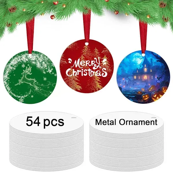 54 Pcs Metal Sublimation Ornament Blanks