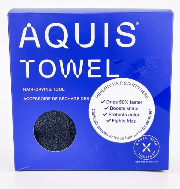 Aquis Aquitex Lisse Black Strengthens Repairs Quick Drying Hair Towel New