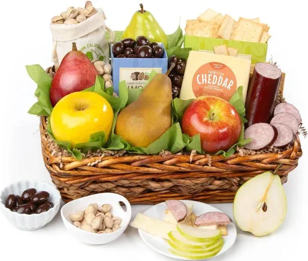 A Gift Inside Fruit, Cheese & Meat Classic Gift Basket by Fruitfully for Father's Day, Birthday, Thank You, Sympathy