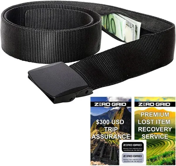 Zero Grid Travel Security Belt - Hidden Money Belt, anti Theft Travel Belt TSA A