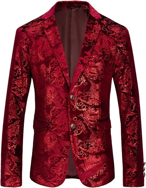 COOFANDY Men's Floral Paisley Formal Tuxedo Suit Jacket Dress Dinner Party Prom Weeding Blazer