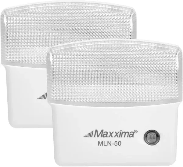 Maxxima 2X~MLN-50W-02 ~WARM WHITE LED Plug In Night Light W/ Dusk to Dawn Sensor