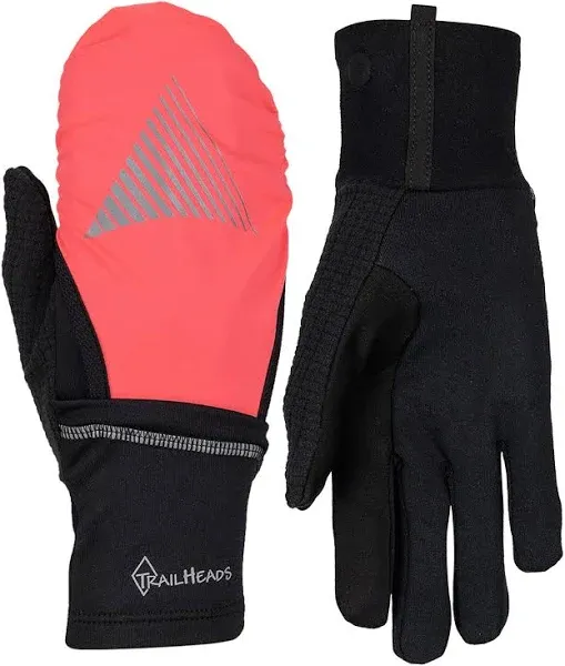 TrailHeads Women's Touchscreen Convertible Running Gloves with Reflective Waterproof Mitten Shell