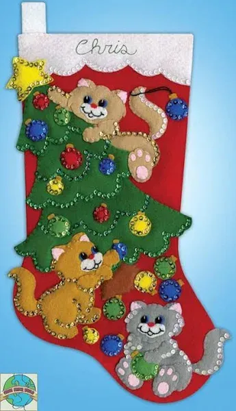 Decorating Kittens Felt Stocking Kit, Multi