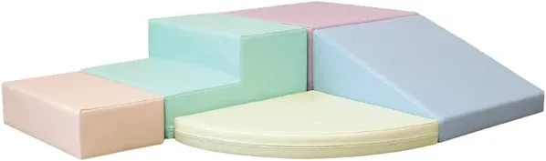 IGLU Set 6 Pastel Soft Play Forms, Large Foam Blocks, Baby Slide, Indoor Clim...