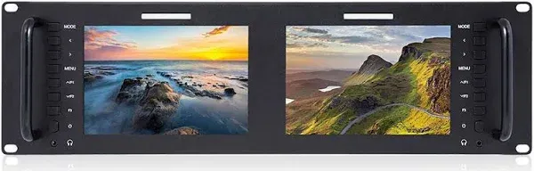 FeelWorld D71 PLUS Dual 7" 3 RU Rackmount 4K HDMI Monitor D71-PLUS