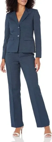 Le Suit Women's Windowpane Double-Button Jacket & Pantsuit