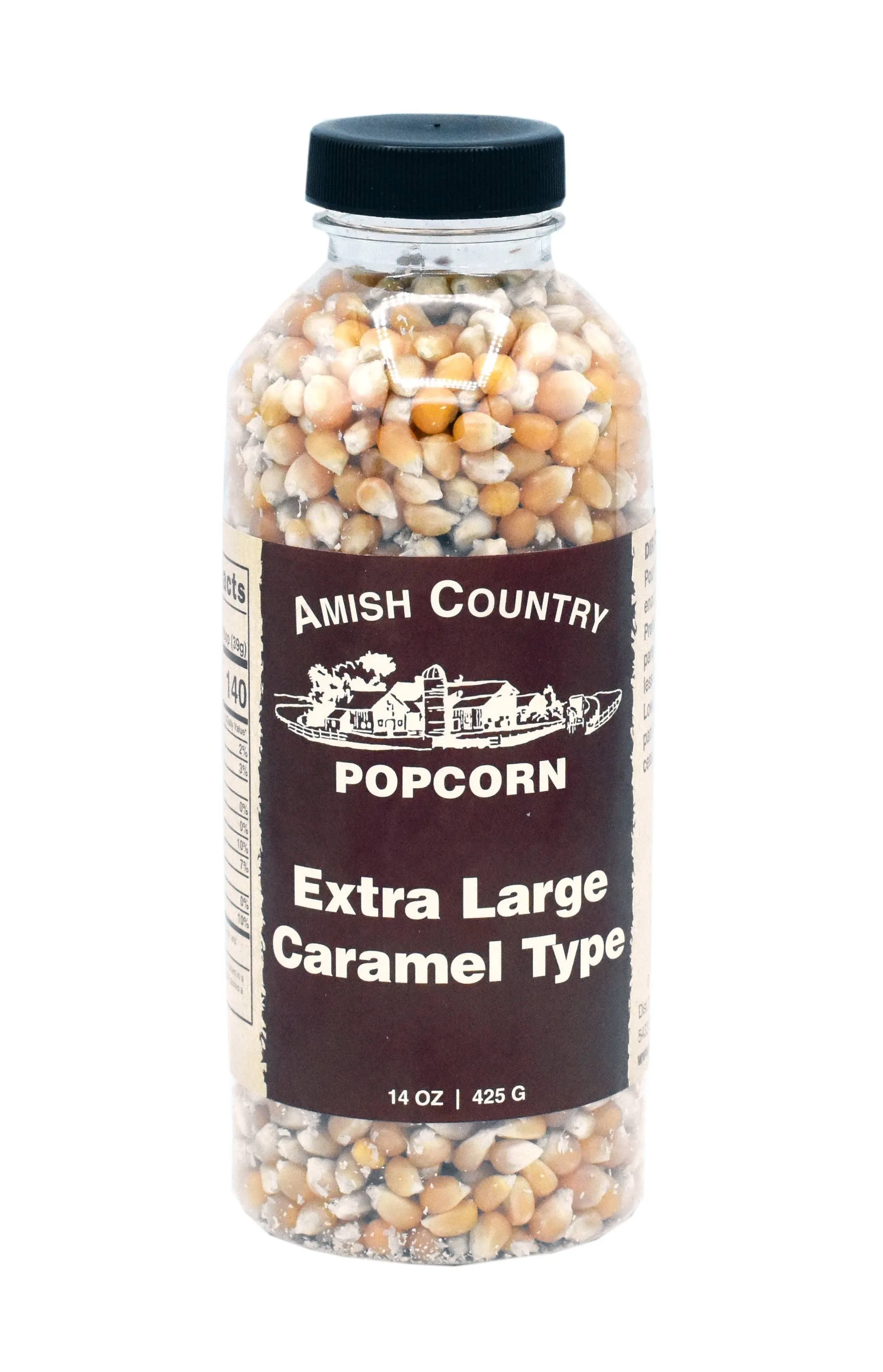 Amish Country Popcorn 14 Oz Bottle Extra Large Caramel Type Popcorn Kernels Old ...