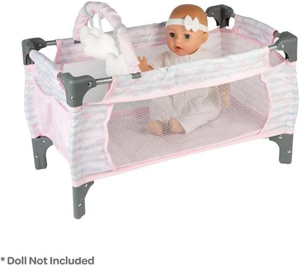 Adora Deluxe Baby Doll Pack-N-Play & Changing Table Set - Pastel Pink Hearts