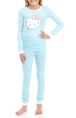 Hello Kitty Girls' 4-Piece Cotton Pajama Set