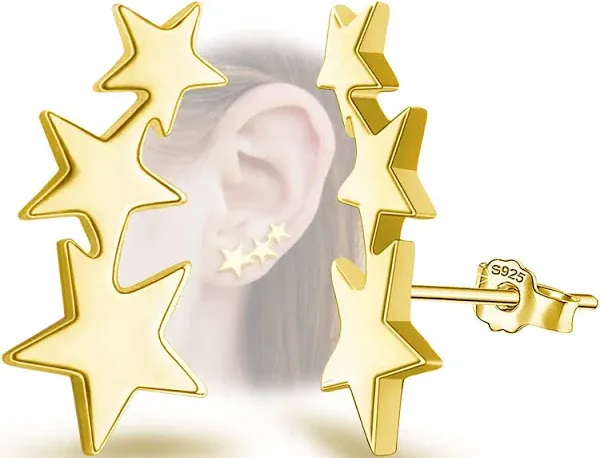 Women KITEENAL Sterling Silver Star Stud Earrings for Girls