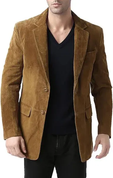 BGSD Men's Cliff Classic Two-Button Suede Leather Blazer