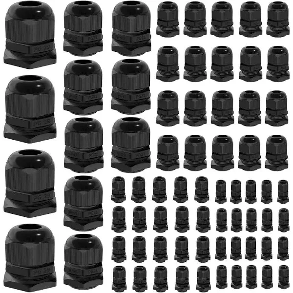 Joinfworld 72pcs Cable Glands Kit Waterproof Strain Relief Cord Connector Gri...