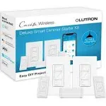 Lutron Caseta Deluxe Smart Dimmer Switch (2 Count) Kit with Smart Bridge