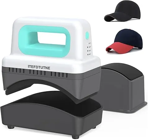 ITEFDTUTNE Hat Press Machine Mini Hat Heat Press Machine with 4 Heating Levels & Auto-Off