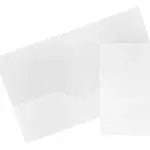 Jam Paper Heavy Duty Plastic 2 Pocket School Folders - Clear - 6/Pack