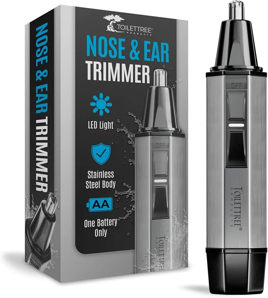 ToiletTree Products Nose Hair Trimmer with LED Light Stainless Steel Heavy-Duty Casing