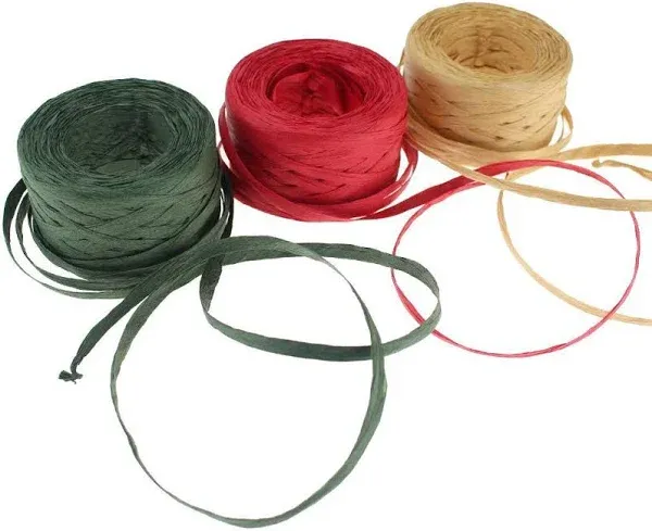 CREATRILL Red Green Kraft Raffia Ribbon/String